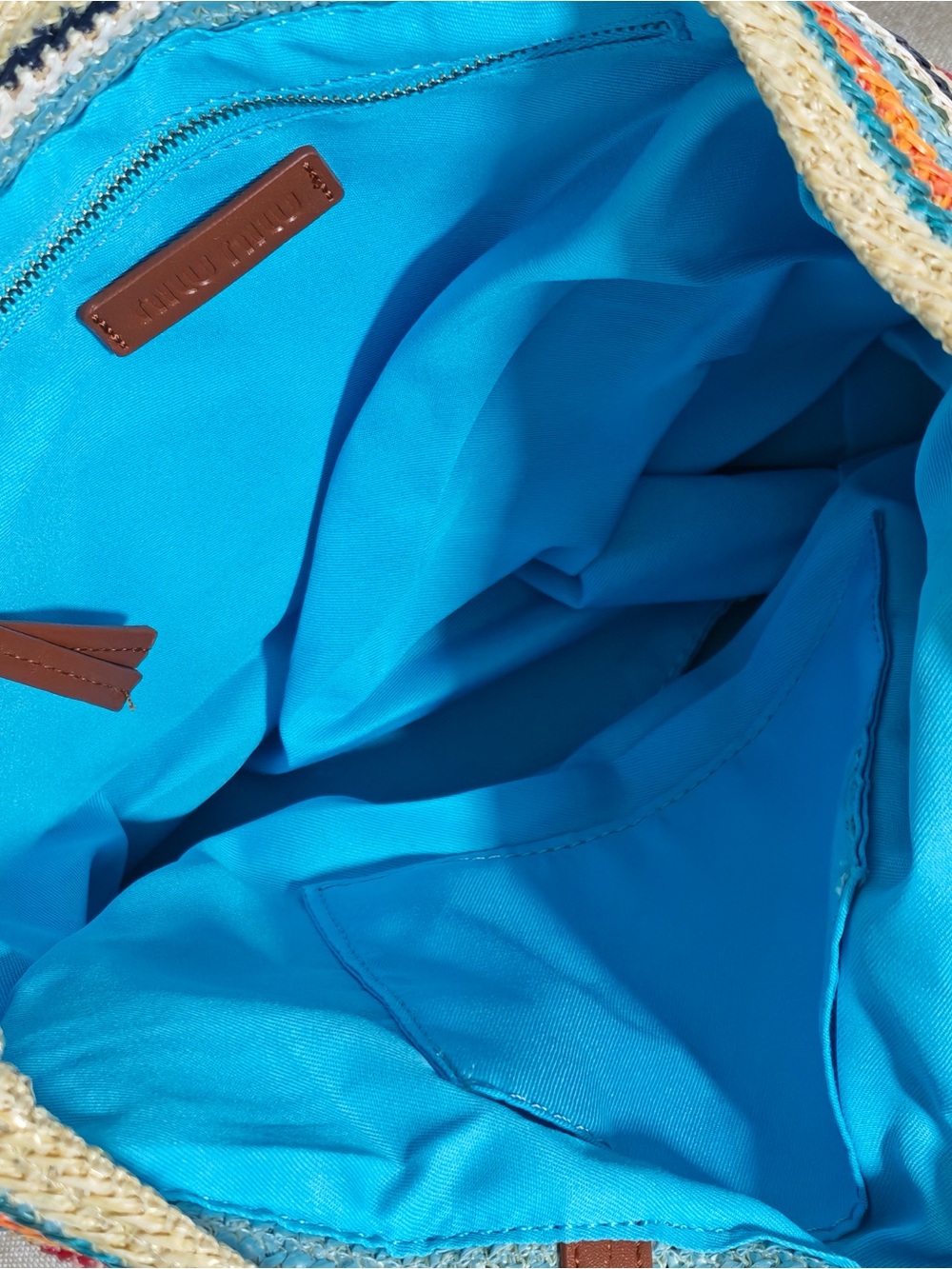 Miu Miu Multicolor Striped Crochet Tote with Brown Leather Straps - Picture 5 of 8
